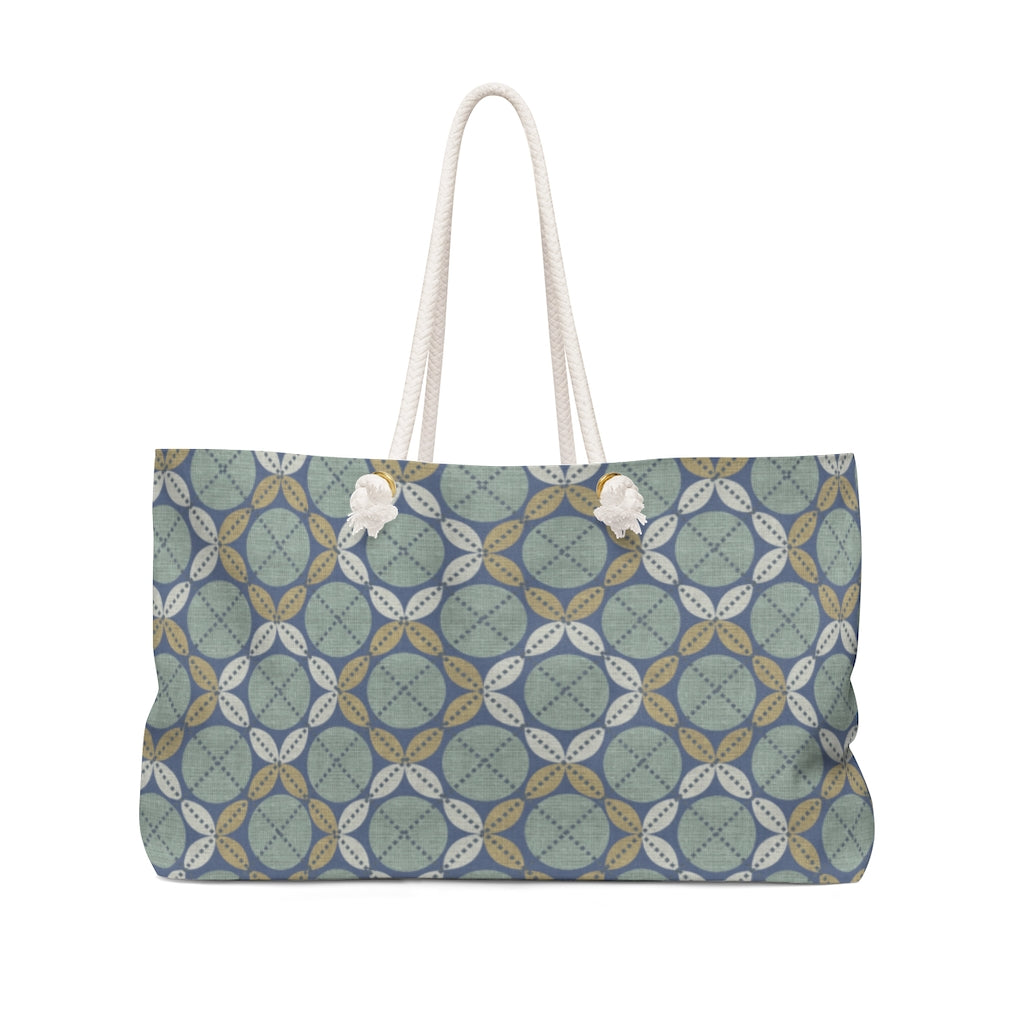 Leaf Ensconced Circle Weekender Bag in Aqua