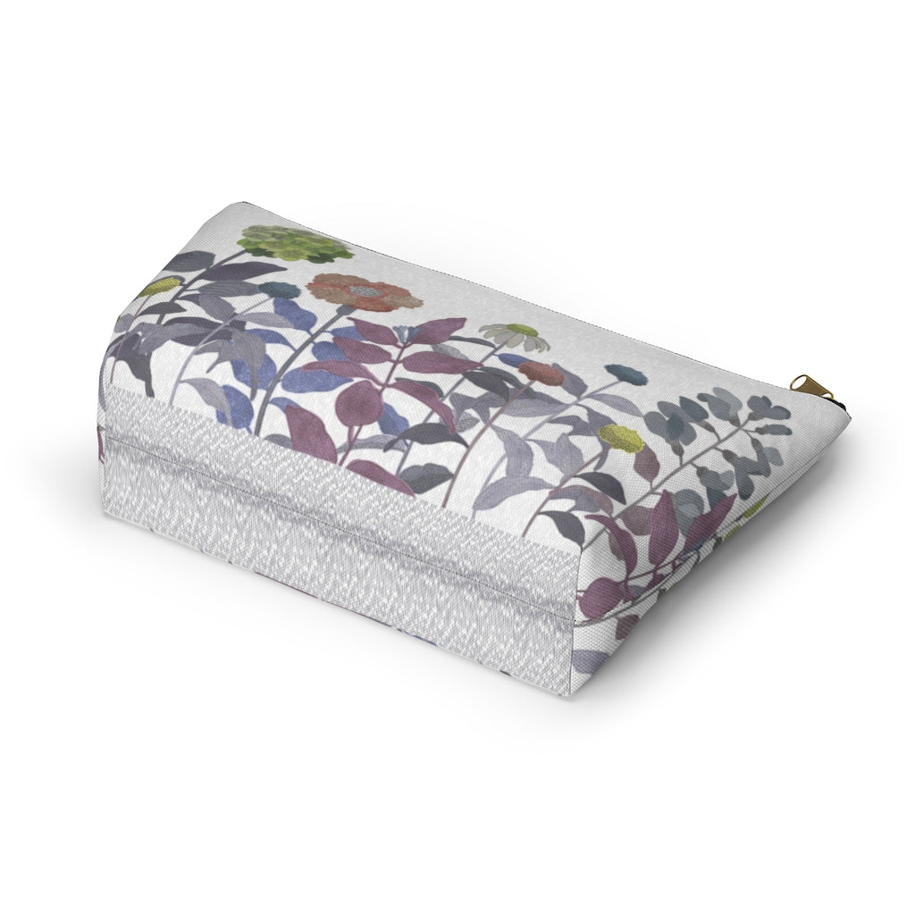 Illustrated Flowers Accessory Pouch w T-bottom in Purple