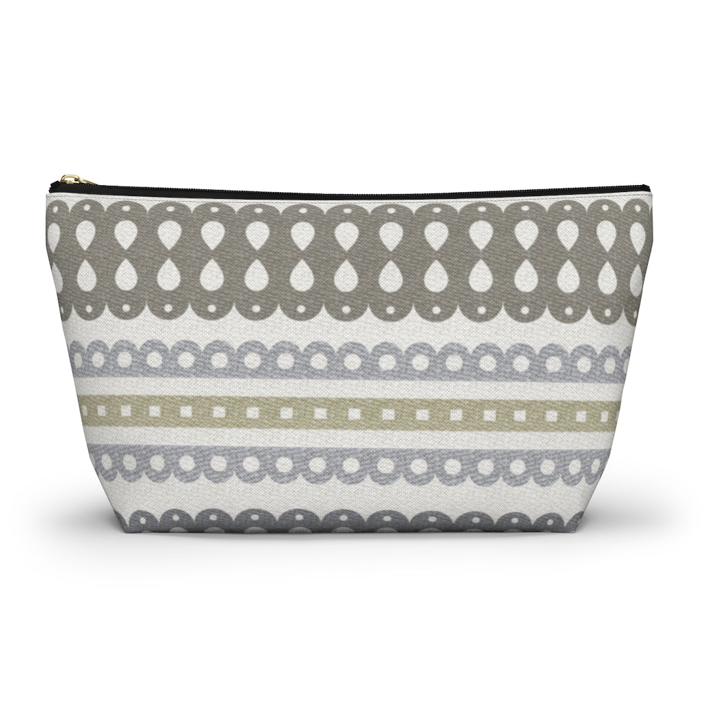 Ribbon Candy Accessory Pouch w T-bottom in Brown
