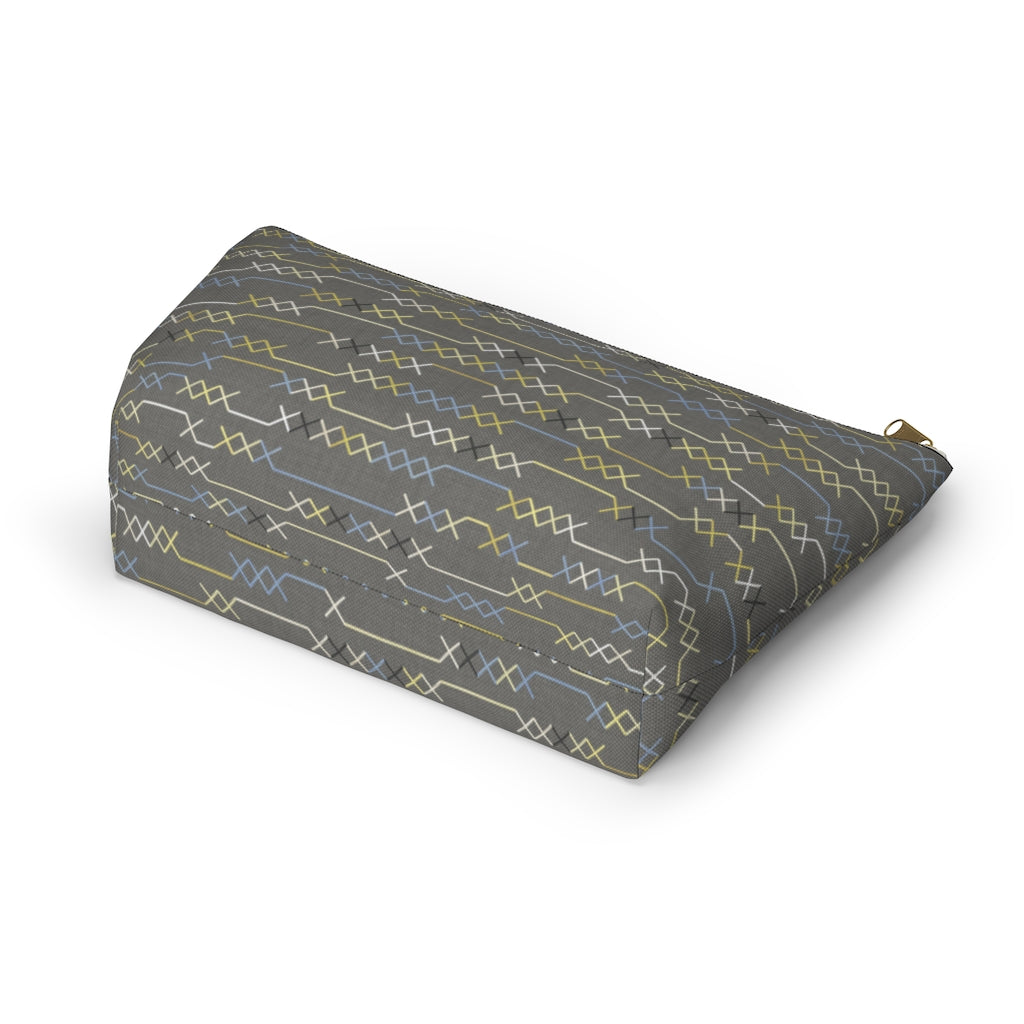 Santa Fe Stitch Accessory Pouch w T-bottom in Gray