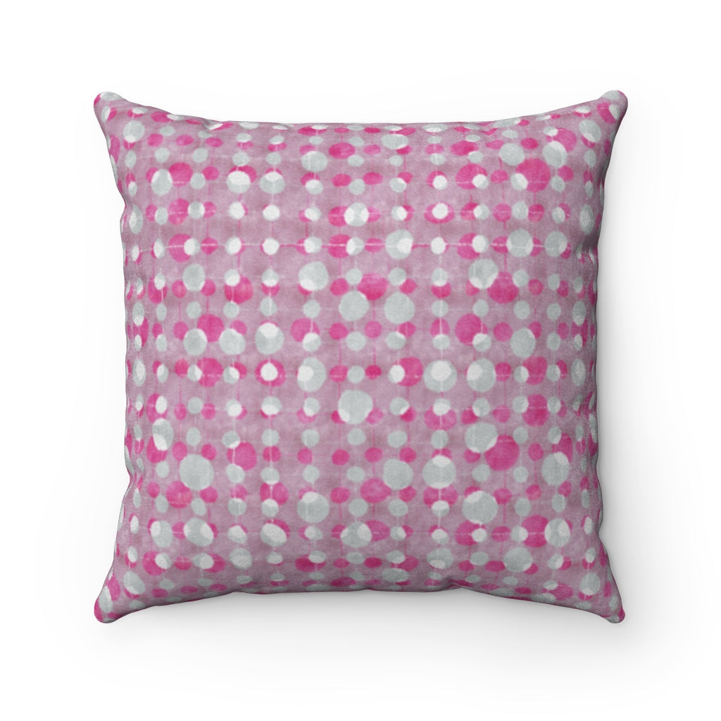 Ikat Texture Overlay Square Throw Pillow in Pink