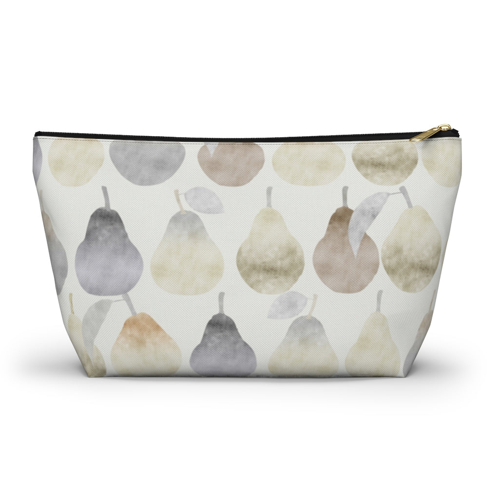Watercolor Pears Accessory Pouch w T-bottom in Cream
