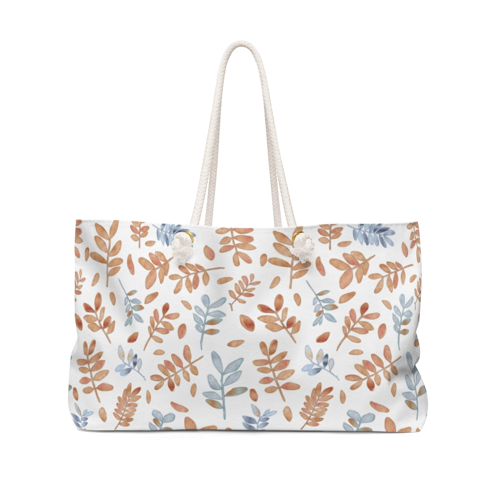 Watercolor Tossed Leaves Weekender Bag in Orange