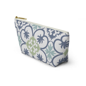 Portugal Tile Accessory Pouch w T-bottom in Blue