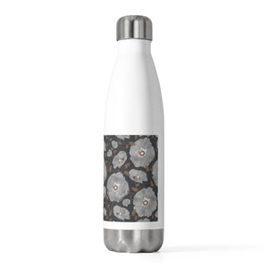 Floral Poppies 20oz Insulated Bottle in Gray