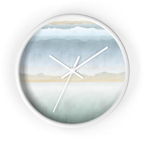 Watercolor Mountains Wall Clock in Aqua