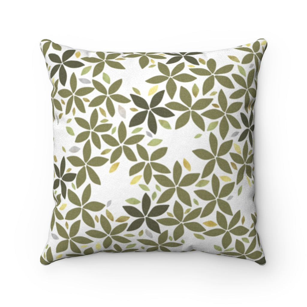 Snowbell Square Throw Pillow in Green