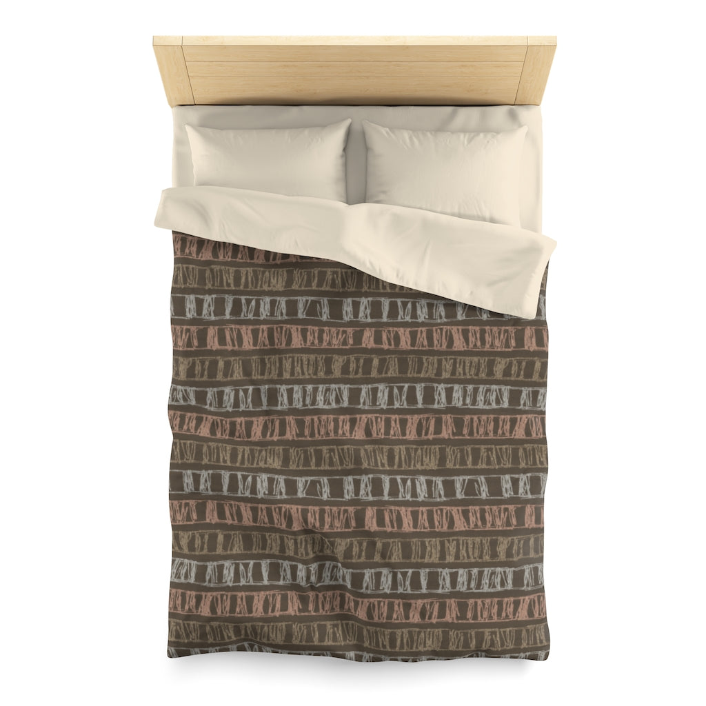 Sketch Stripe Microfiber Duvet Cover in Pink