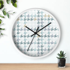 Plaid Houndstooth Wall Clock in Aqua