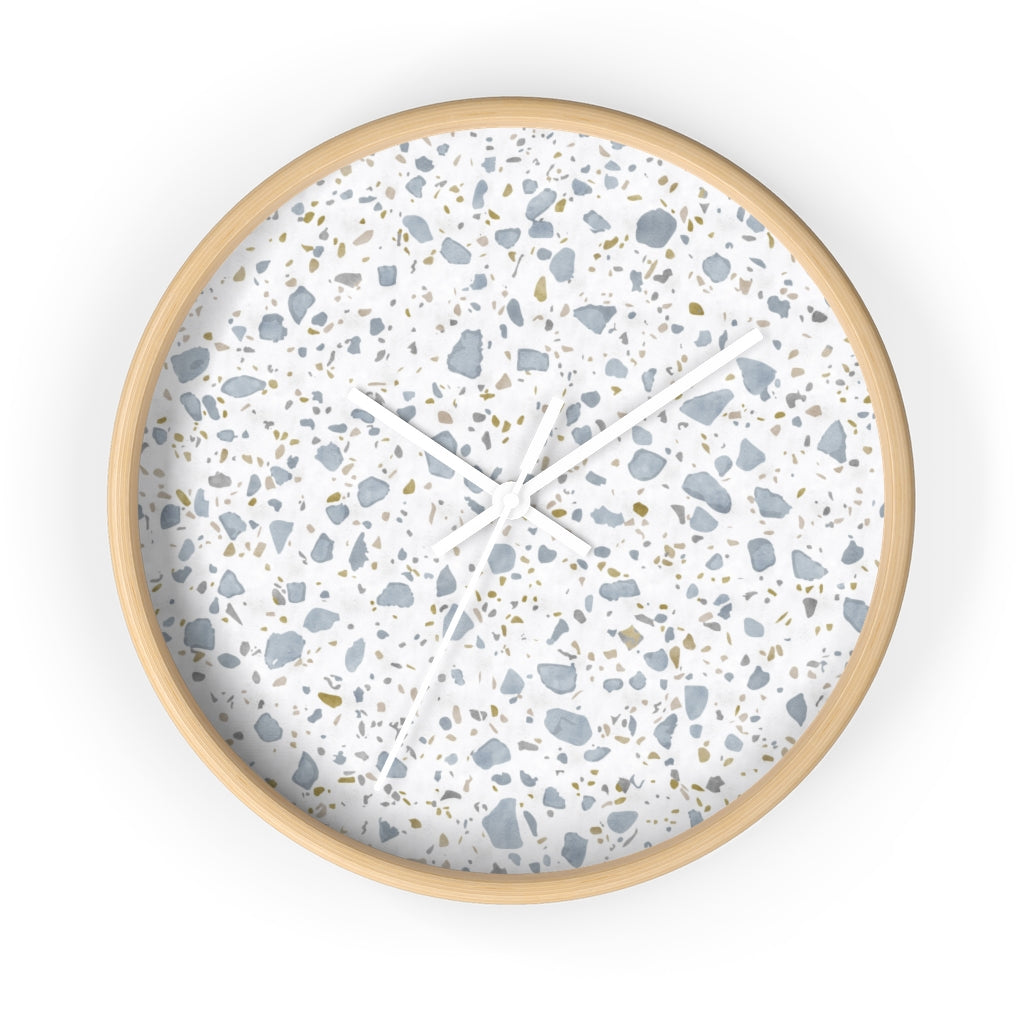 Glass Terrazzo Wall Clock in Blue