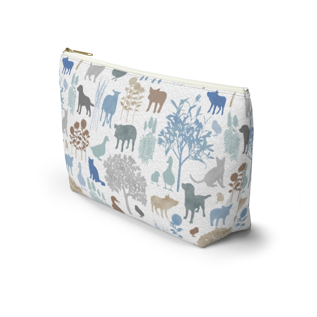 On the Farm Accessory Pouch w T-bottom in Blue