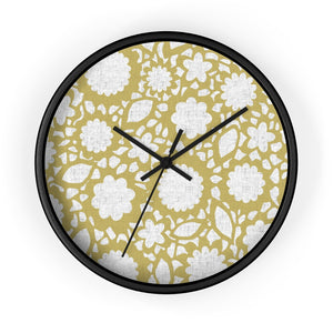 Floral Eyelet Lace Wall Clock in Gold