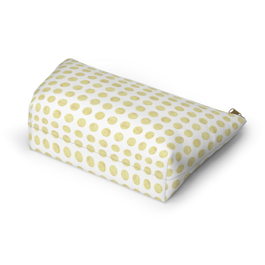 Textured Polka Dots Accessory Pouch w T-bottom in Yellow