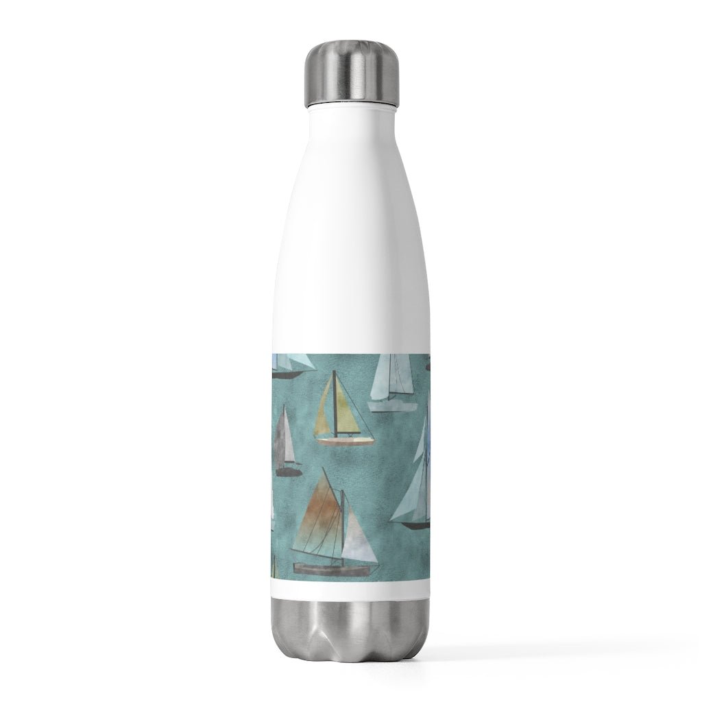 Watercolor Sailboats 20oz Insulated Bottle in Teal
