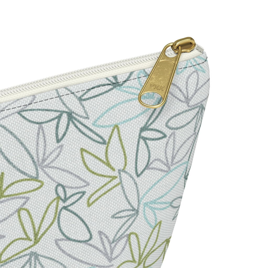 Sketch Leaf Accessory Pouch w T-bottom in Teal