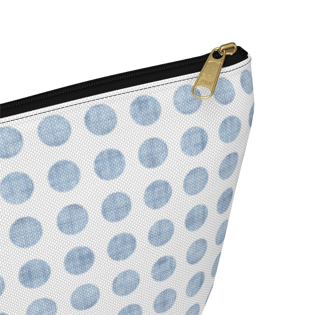 Textured Polka Dots Accessory Pouch w T-bottom in Aqua