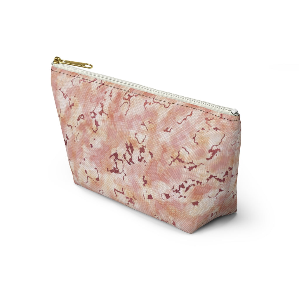 Carrara Marble Accessory Pouch w T-bottom in Pink