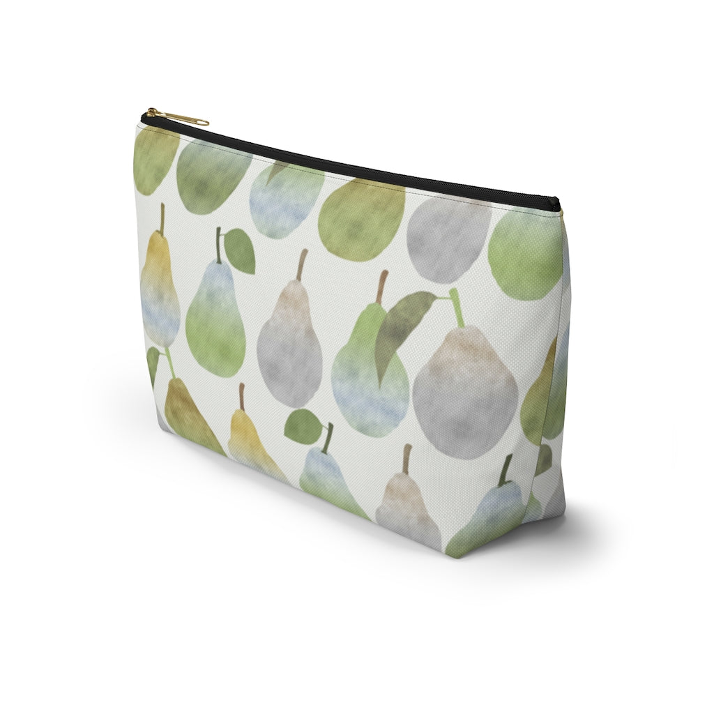 Watercolor Pears Accessory Pouch w T-bottom in Green