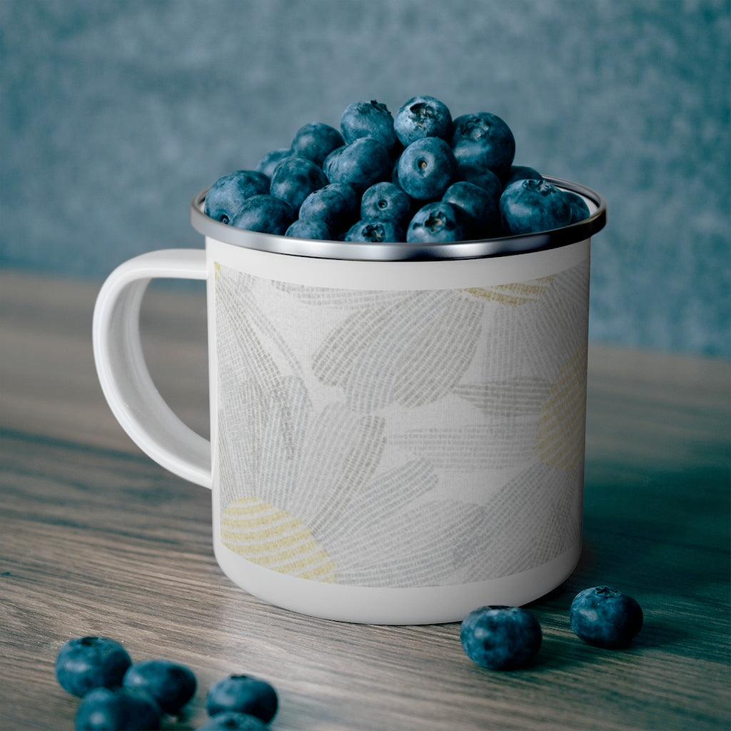 Daisy Chain Code Enamel Mug in Gray