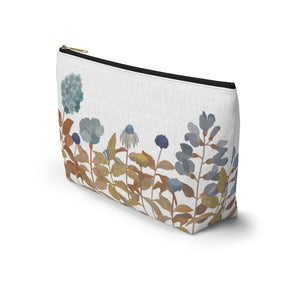 Illustrated Flowers Accessory Pouch w T-bottom in Orange