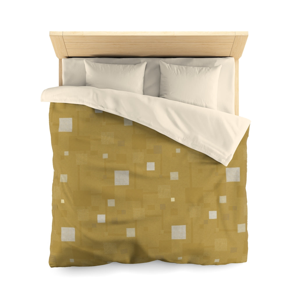 Block Party Microfiber Duvet Cover in Gold