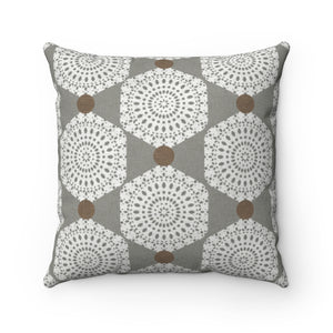 Lace Hexagon Square Throw Pillow in Gray