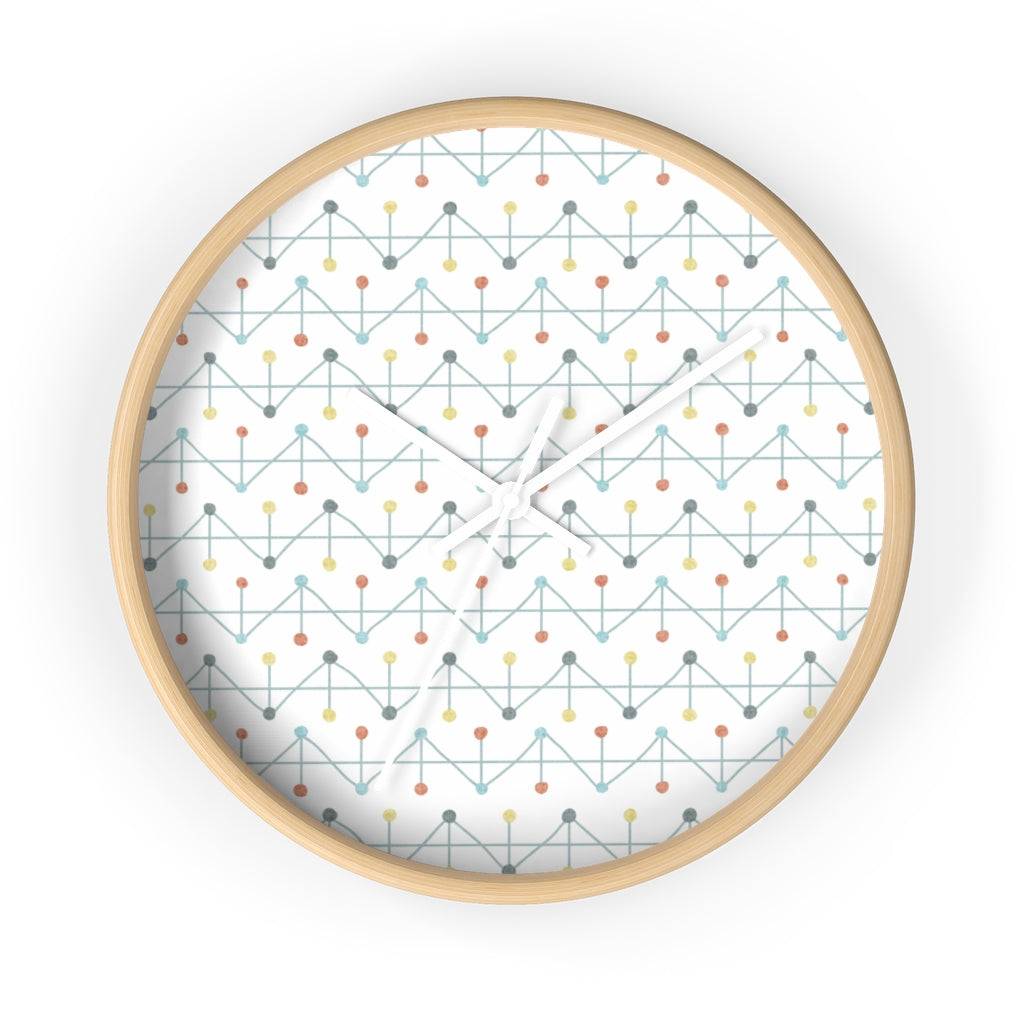 Polka Dot Chevron Wall Clock in Aqua