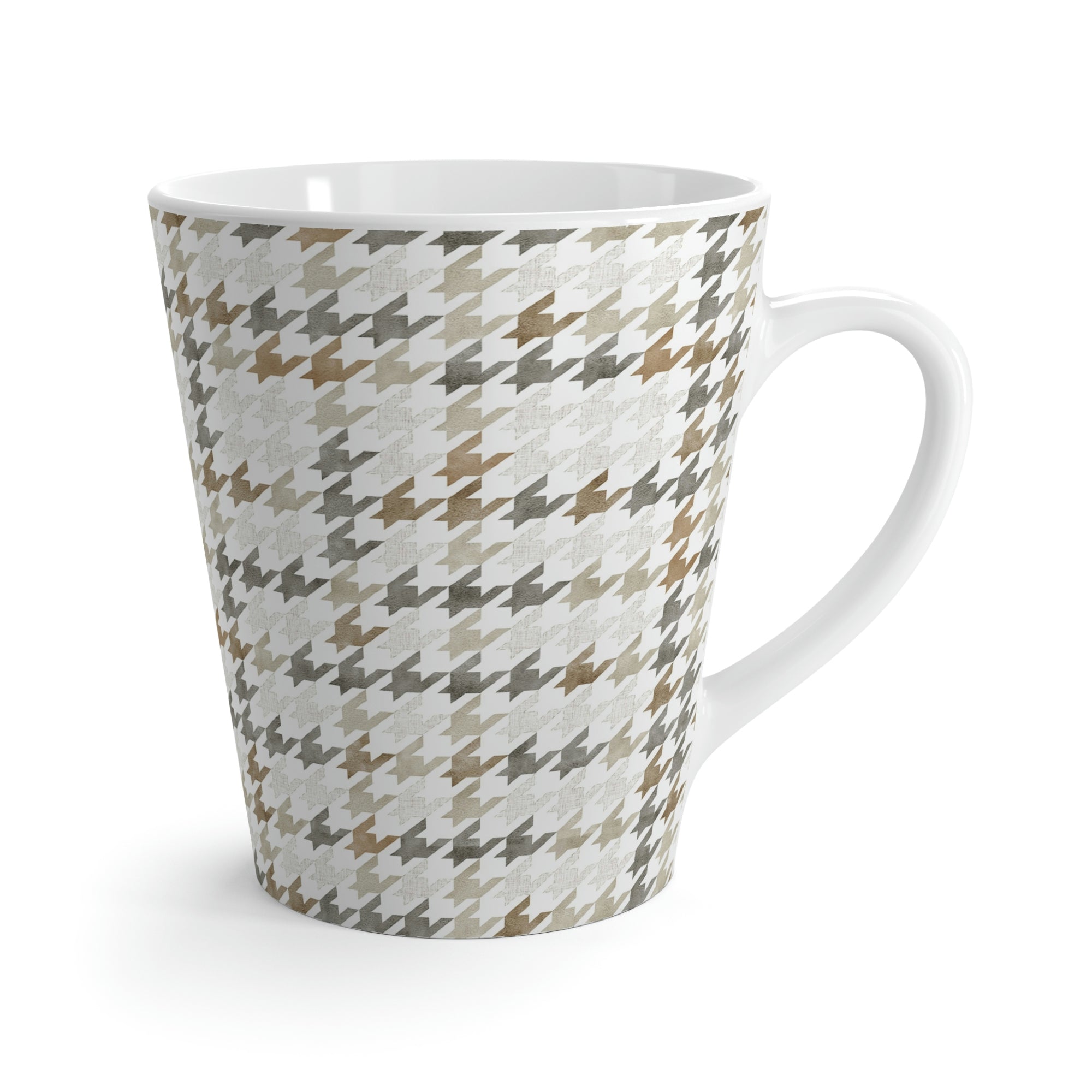 Plaid Houndstooth Latte Mug in Brown