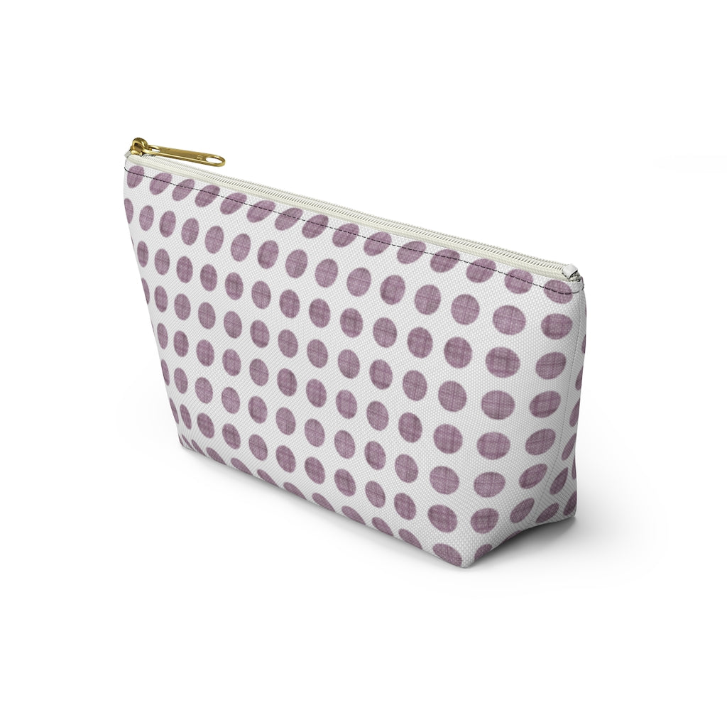 Textured Polka Dots Accessory Pouch w T-bottom in Purple