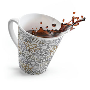 Floral Lace with Leaves Latte Mug in Gray