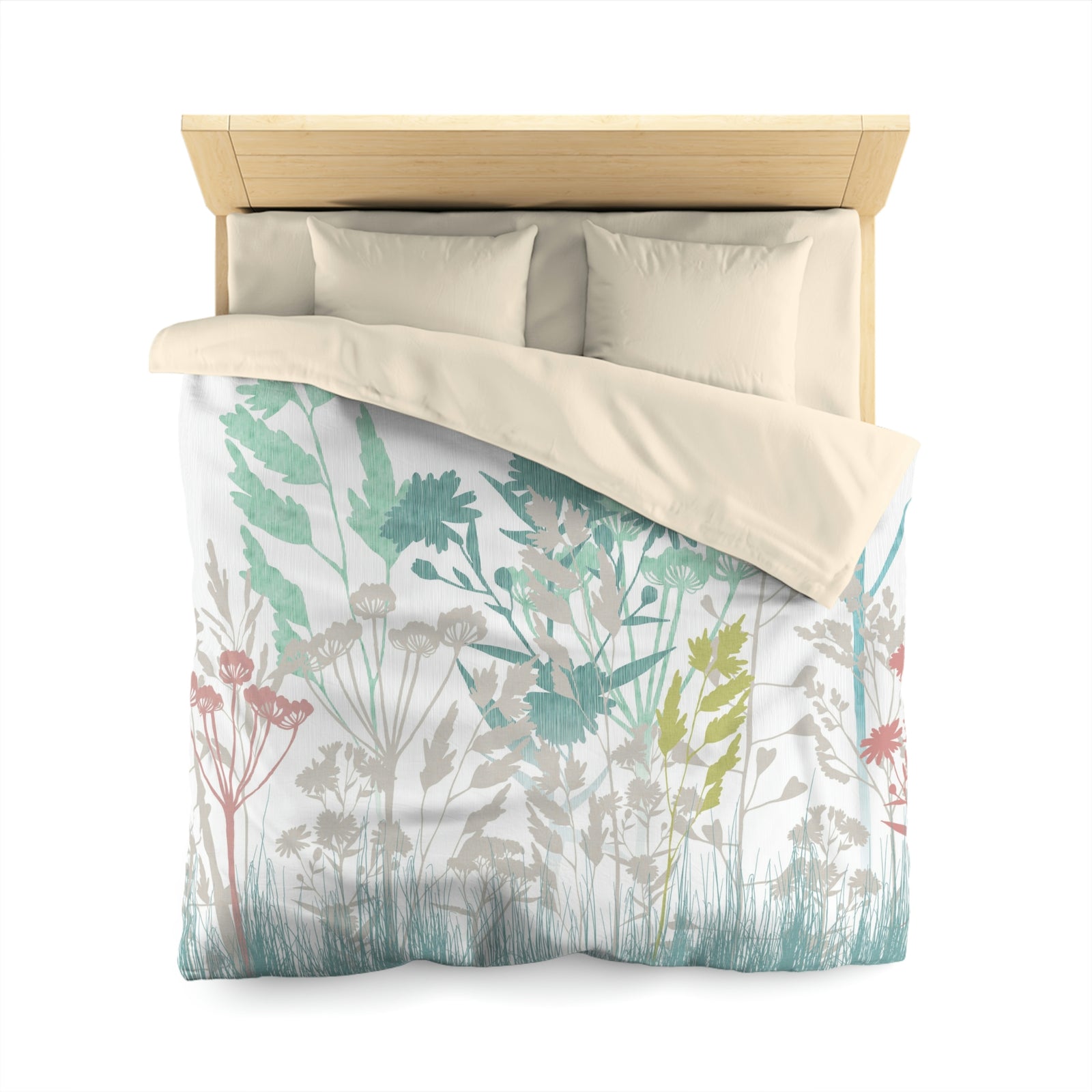 Springtime Microfiber Duvet Cover in Aqua