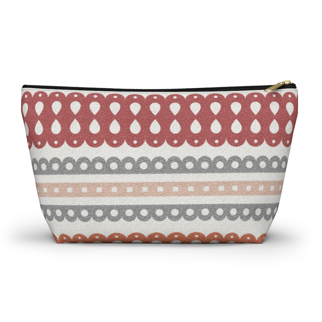 Ribbon Candy Accessory Pouch w T-bottom in Red