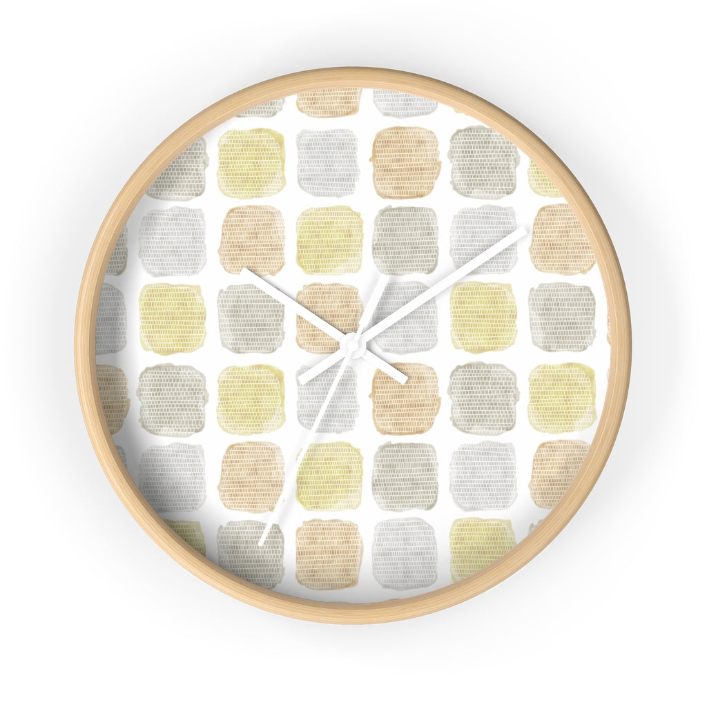 Painted Blocks Wall Clock in Brown