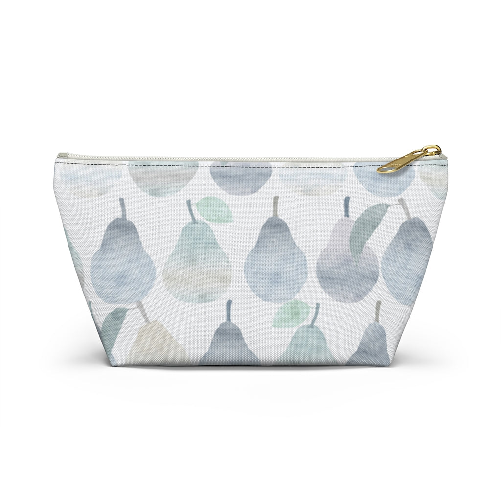 Watercolor Pears Accessory Pouch w T-bottom in Light Blue