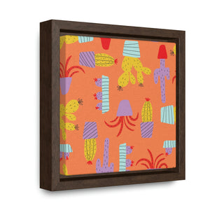Cactus Framed Gallery Wrap Canvas in Brown