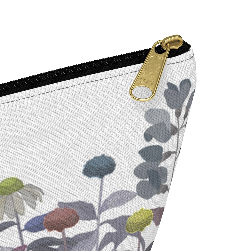 Illustrated Flowers Accessory Pouch w T-bottom in Purple