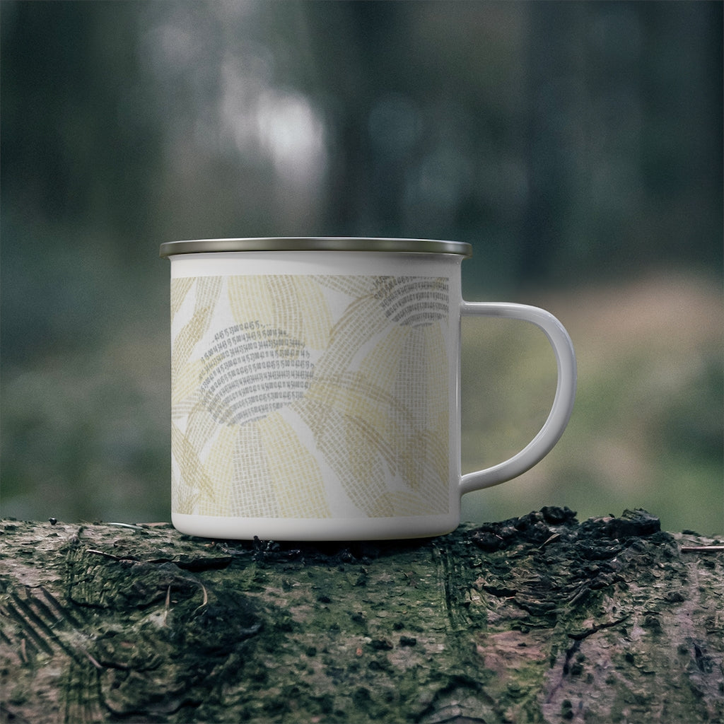 Daisy Chain Code Enamel Mug in Yellow