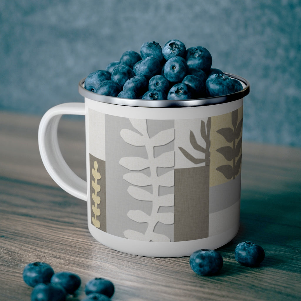 Botanical Paper Enamel Mug in Taupe