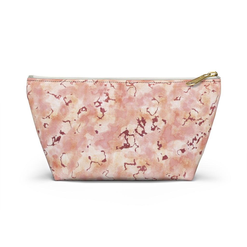 Carrara Marble Accessory Pouch w T-bottom in Pink