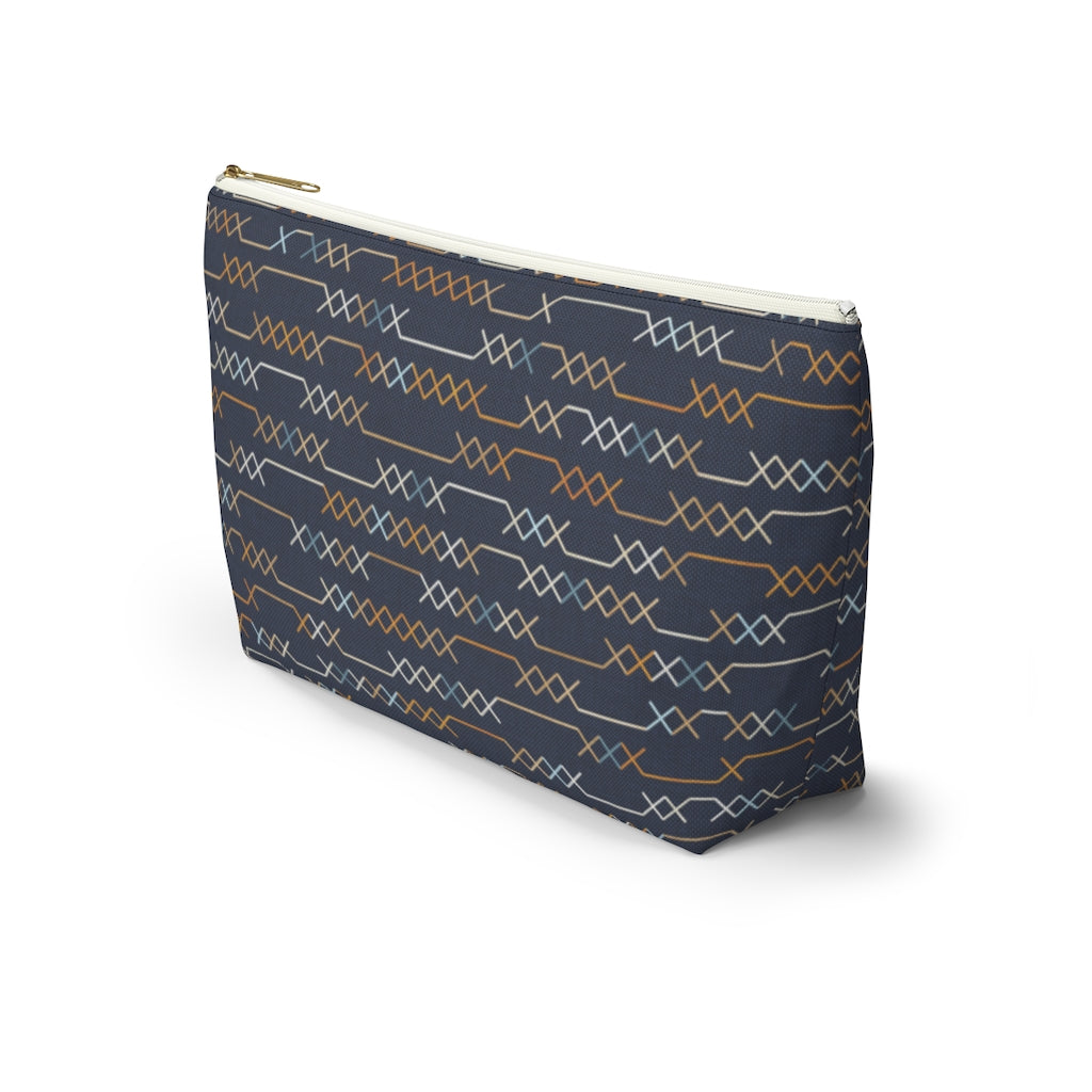 Santa Fe Stitch Accessory Pouch w T-bottom in Navy