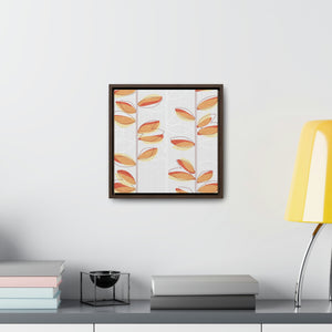 Watercolor Leaf Vines Framed Gallery Wrap Canvas in Orange