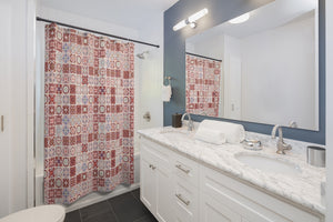 Seville Square Shower Curtain in Red