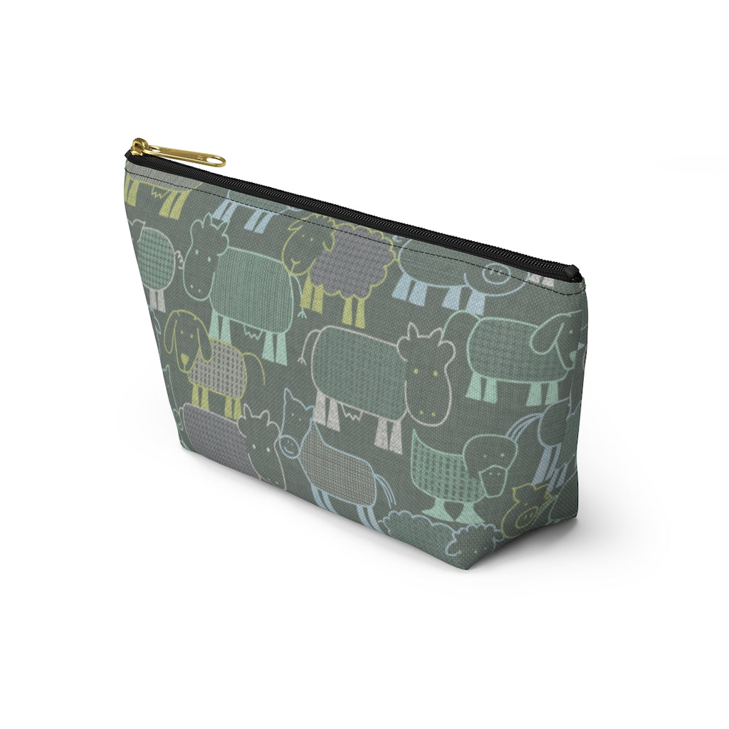 Animal Farm Accessory Pouch w T-bottom in Aqua