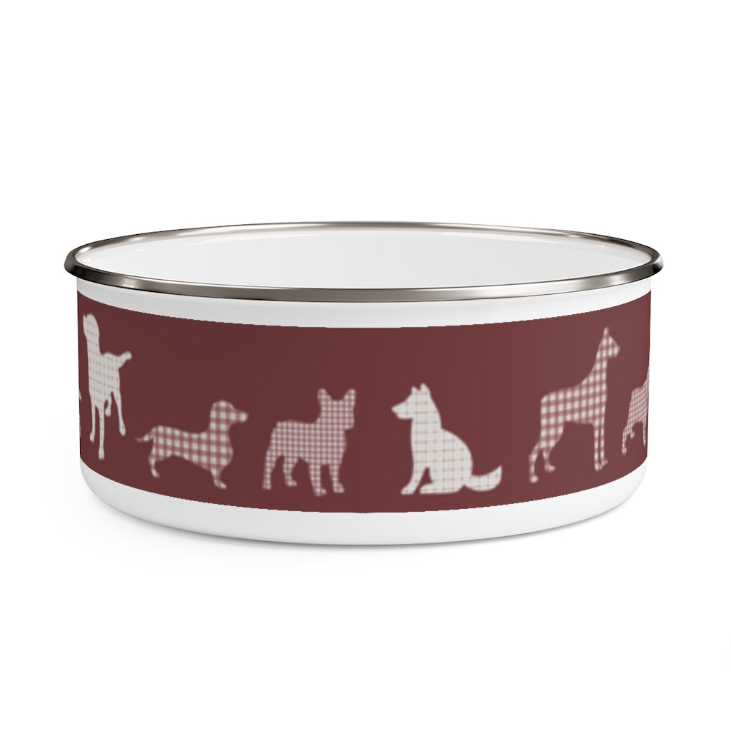 Dogs Enamel Bowl in Red