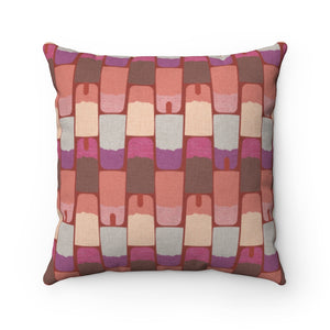 Popsicles Square Throw Pillow in Pink