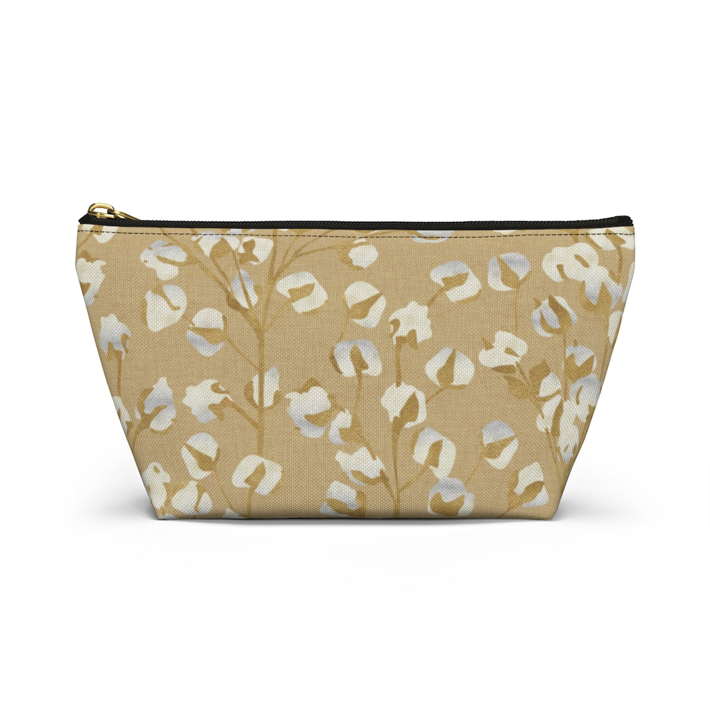 Cotton Branch Accessory Pouch w T-bottom in Gold