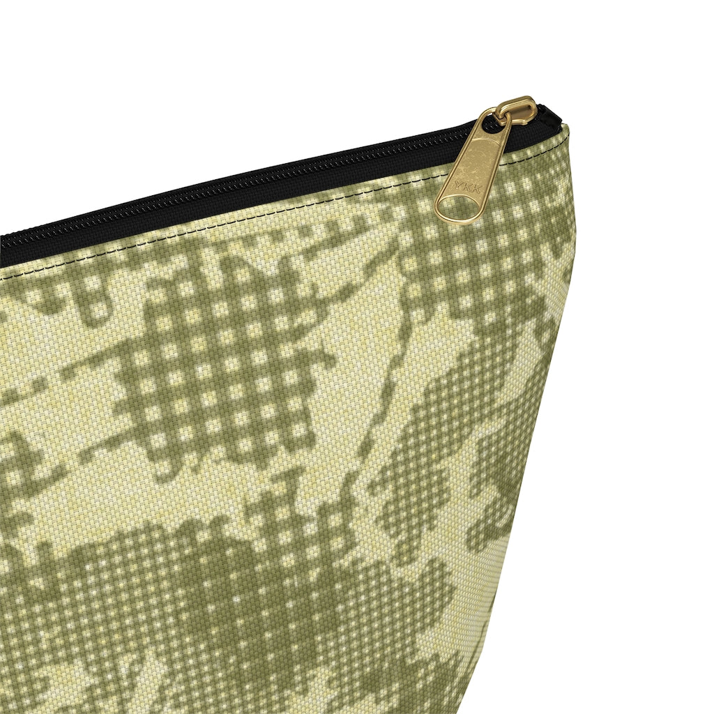 Floral Plaid Accessory Pouch w T-bottom in Green