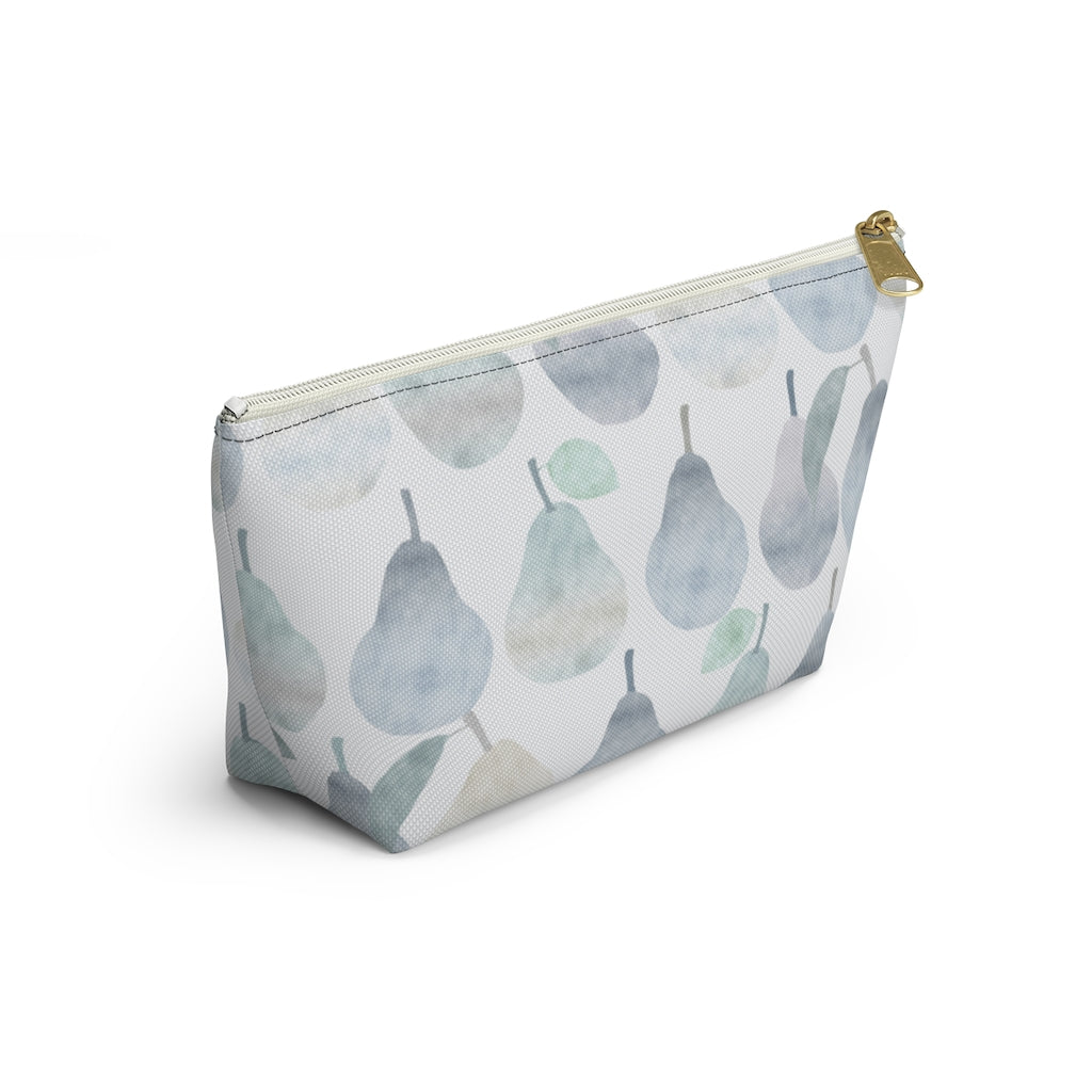 Watercolor Pears Accessory Pouch w T-bottom in Light Blue