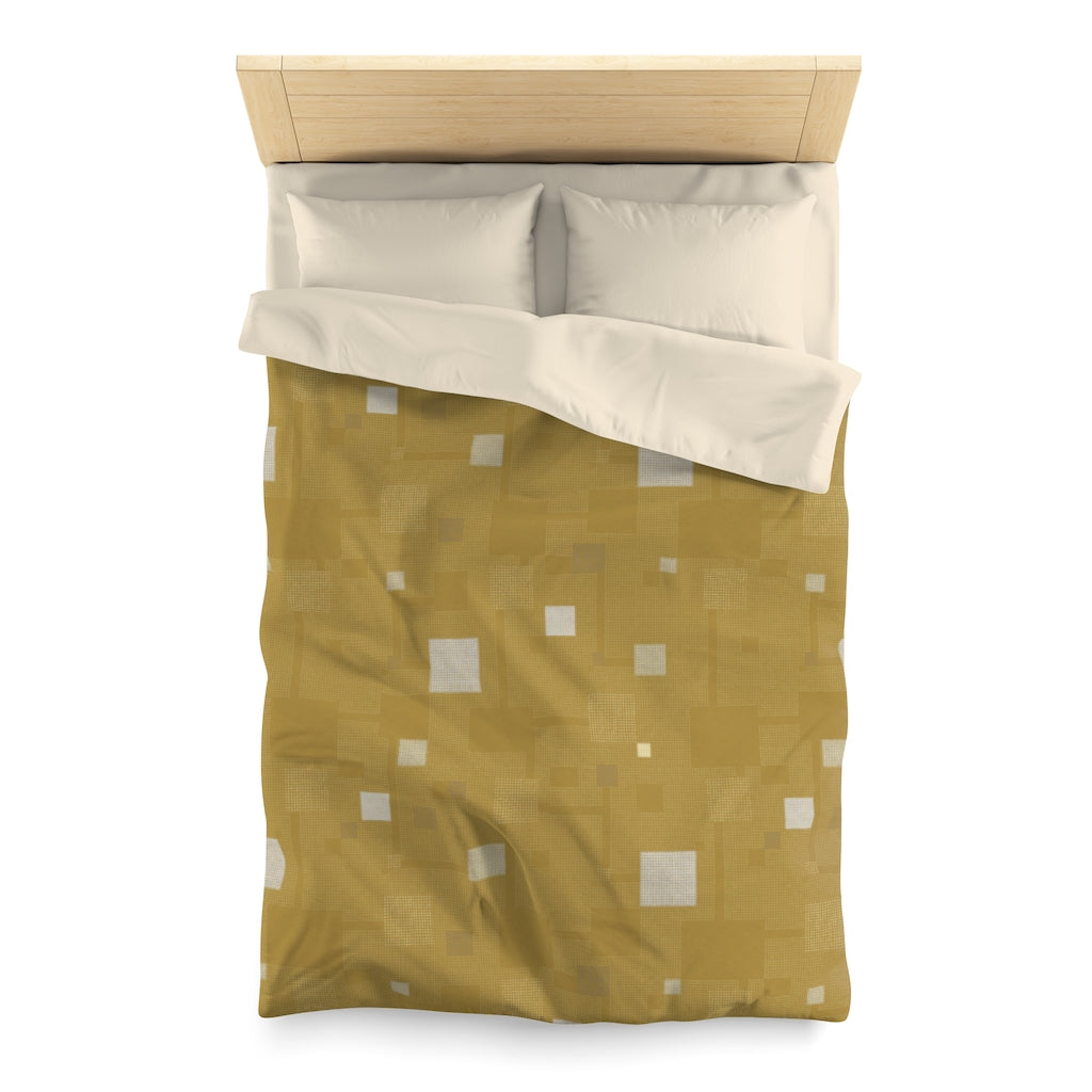 Block Party Microfiber Duvet Cover in Gold