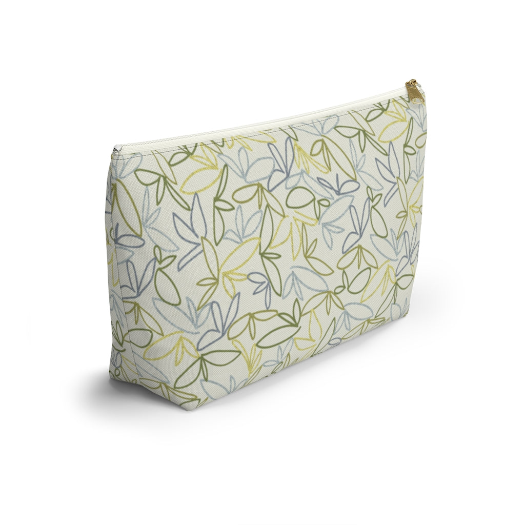 Sketch Leaf Accessory Pouch w T-bottom in Green